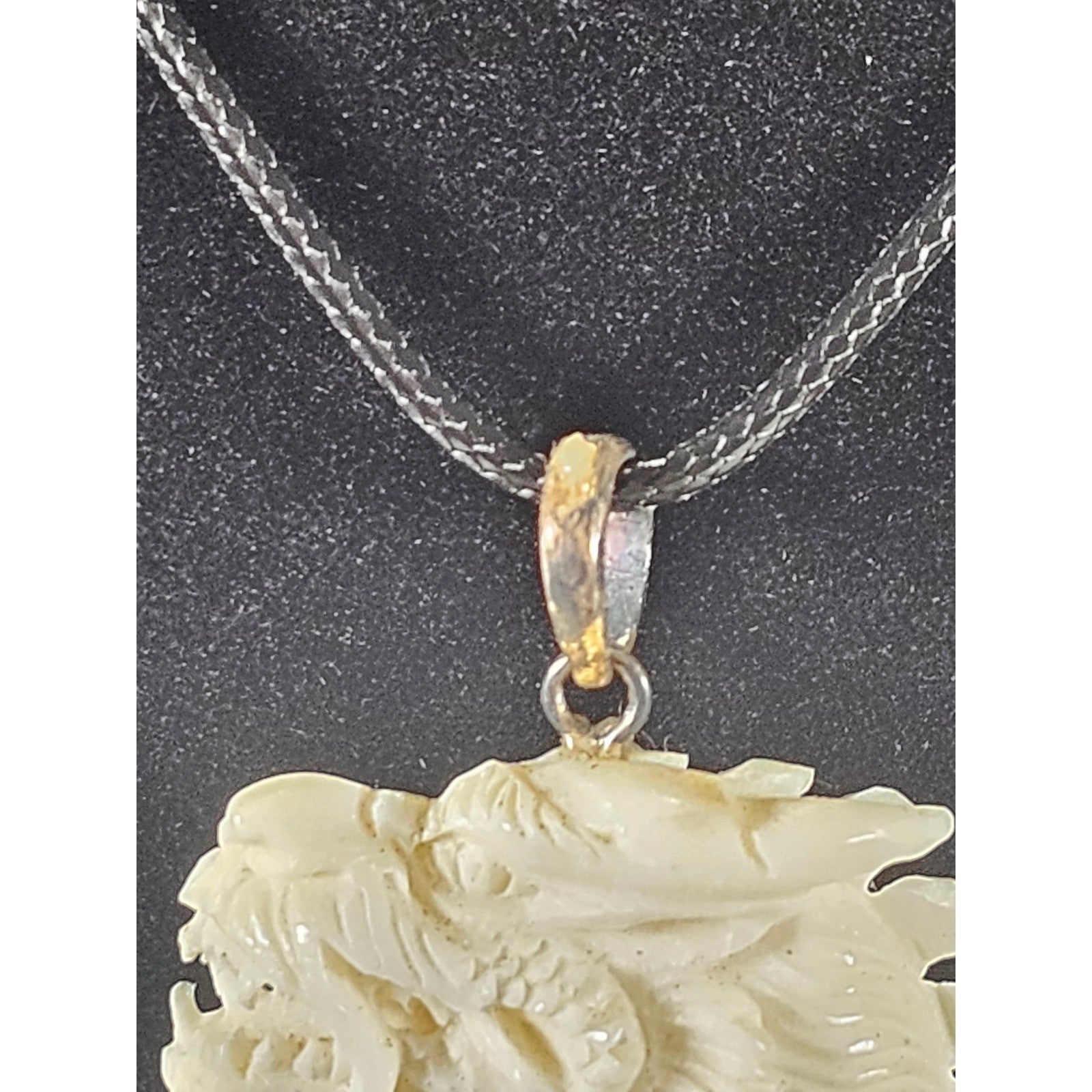 Vintage Carved Dragon Pendant Necklace With Pink Stone