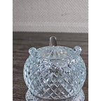 Vintage Cut Glass Footed Bowl 3x3 Diamond Pattern Trinket Dish