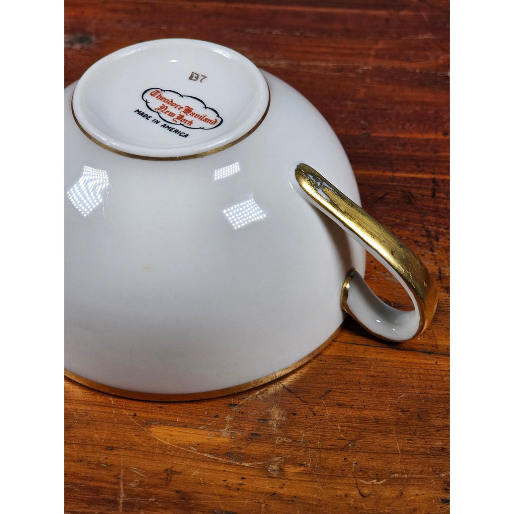 Theodore Haviland New York White Porcelain Teacup with Gold Trim