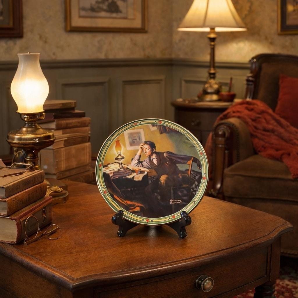Vintage Norman Rockwell A Young Mans Dream Decorative Collector Plate