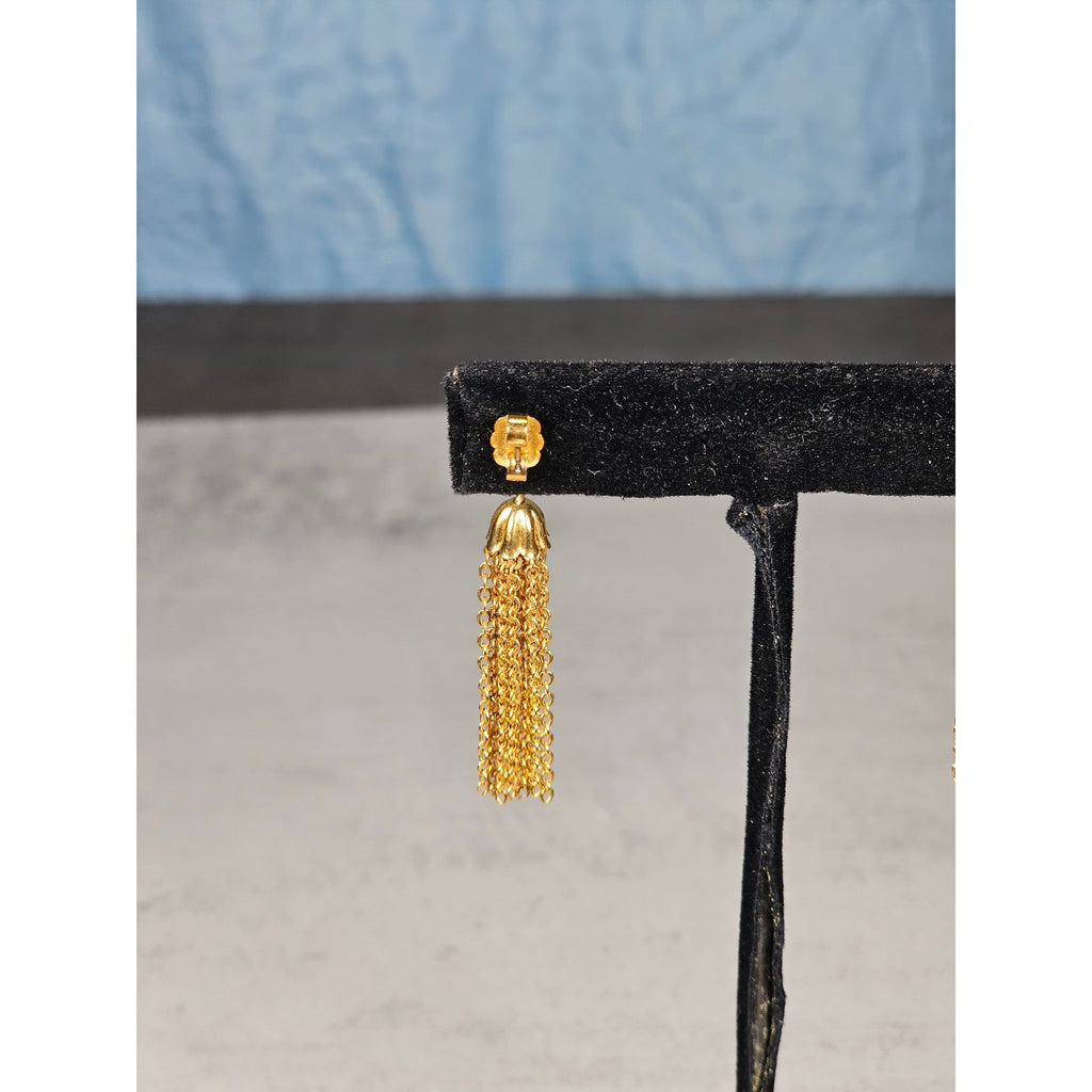 Vintage Gold Tone Tassel Drop Earrings