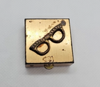Vintage Metal Brass Pill Box  Glasses Raised Deco Square