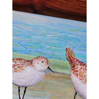 Original Coastal Sandpiper Acrylic Painting on Canvas Signed OOAK Wall Art