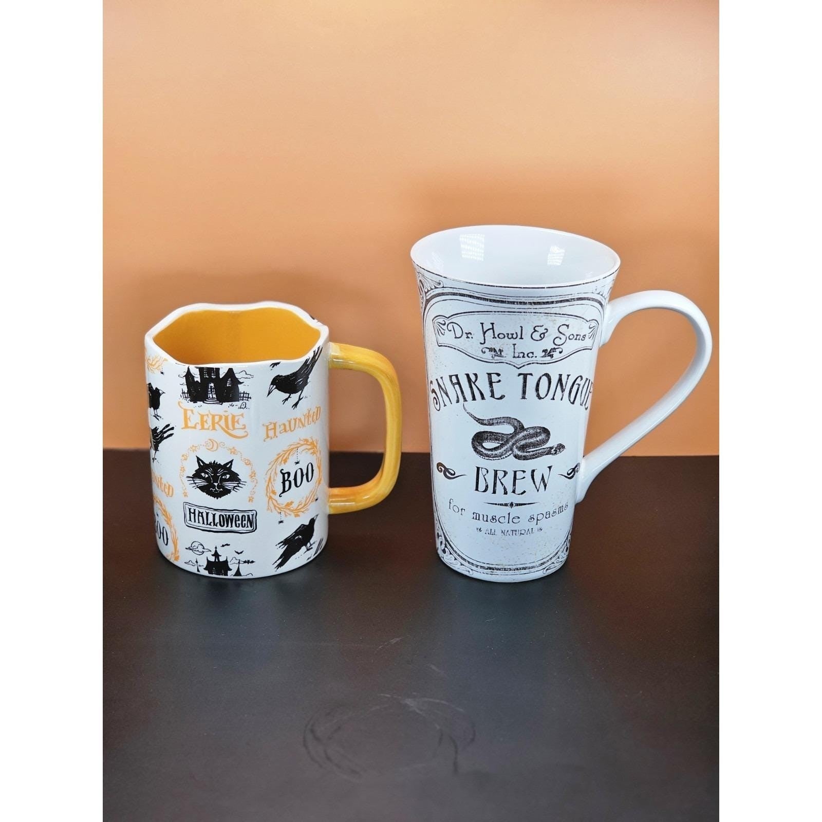 Vintage Halloween Mug Set Ceramic Haunted Apothecary Angela Staehling