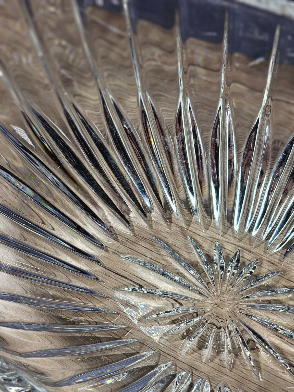 Vintage Cut Crystal Starburst Design Oval Candy Bowl