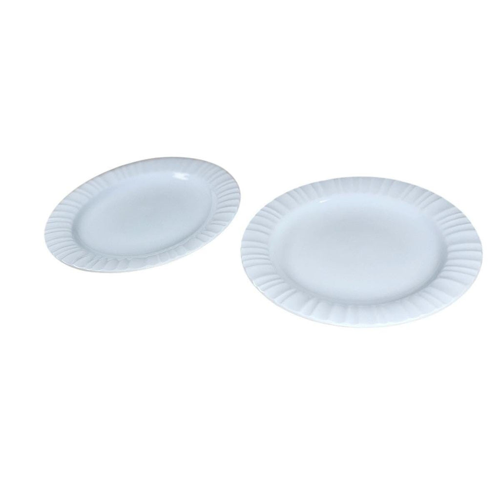 CorningWare French White Ribbed Plates Set of 2 8.25 Inch Salad Plates