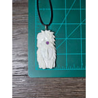 Vintage Carved Woman Horse Pendant Necklace Purple Stone