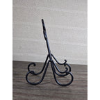 Vintage Iron Plate Stand | Black Metal Display Easel | Rustic Plate Holder