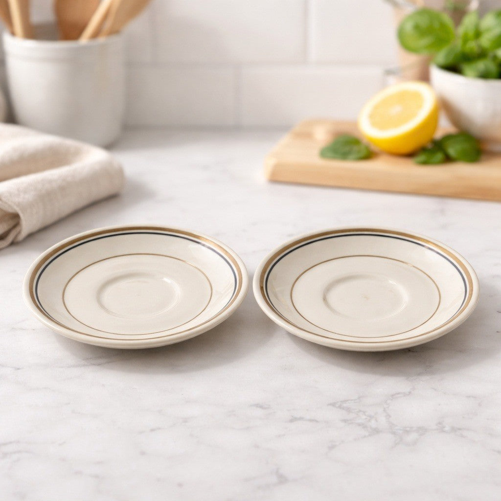 Set of 2 Homer Laughlin China USN Saucer Plates Vintage Military