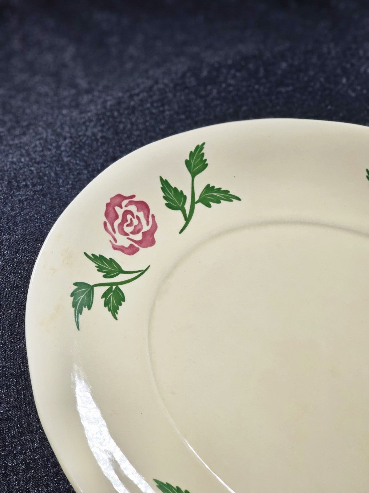 Vintage Oval Yellow Platter With Pink Rosebud & Green Leaf Design 16" x 12"
