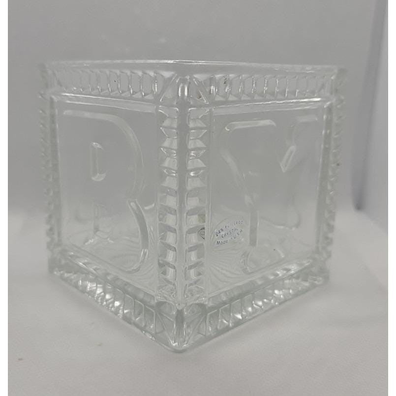 Vintage Mikasa Crystal Baby Keepsake Box BABY Glass Memory Box