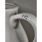 White Crackle Ceramic Pitcher Rustic Farmhouse Decor 10 Inch