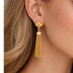 Vintage Gold Tone Tassel Drop Earrings
