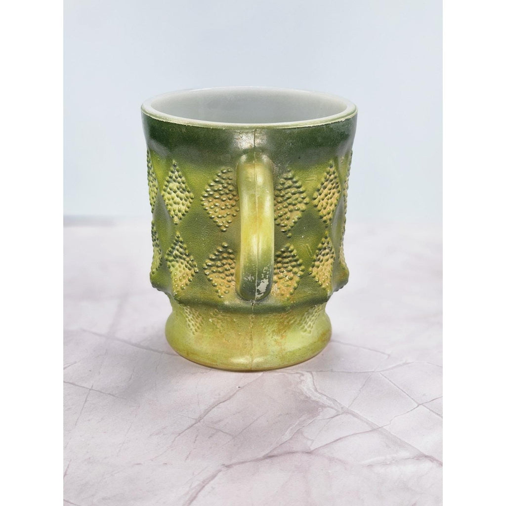Vintage Anchor Hocking Fire King Kimberly Green Mug Milk Glass USA