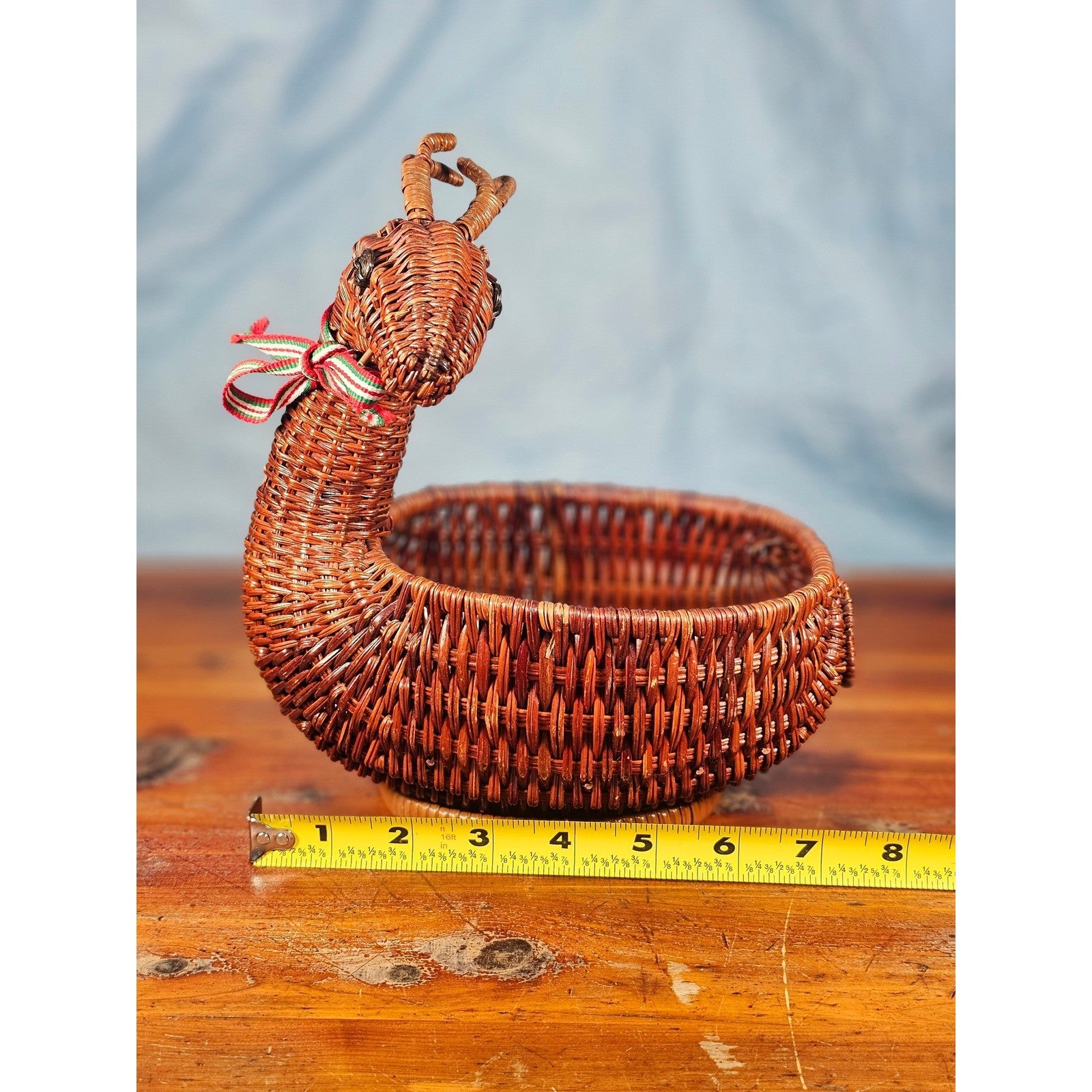 Vintage Wicker Deer Basket Rustic Primitive Holiday Decor Storage