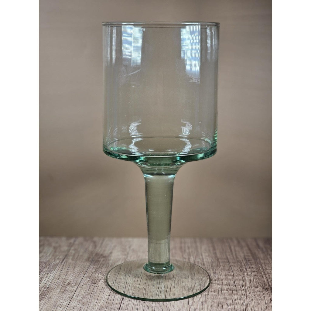 Vintage Glass Hurricane Candle Holder Pedestal Vase Clear Glass