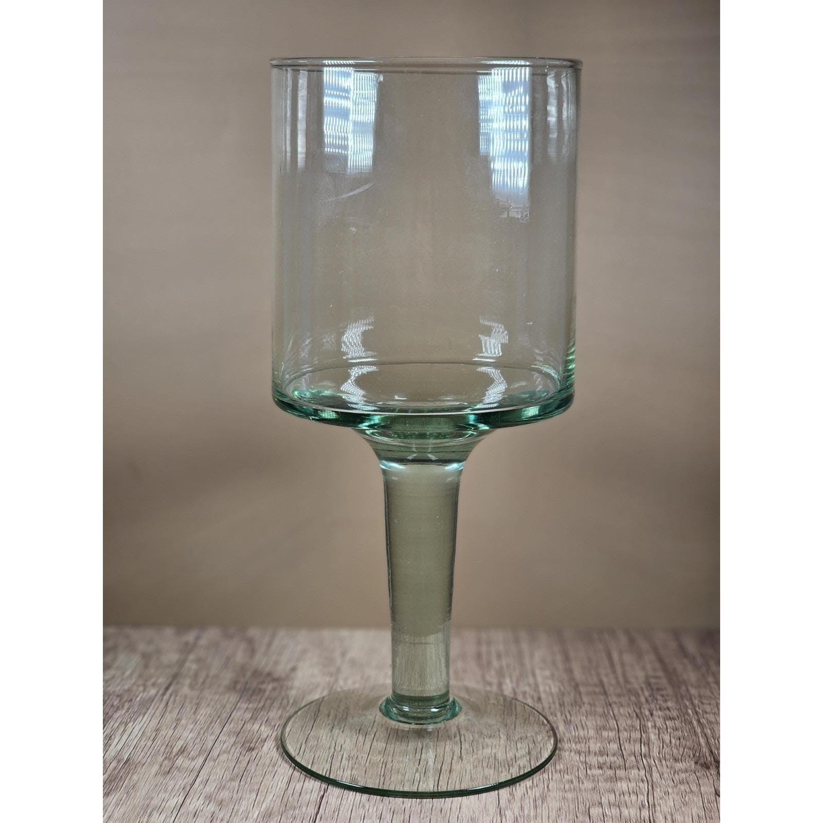 Vintage Glass Hurricane Candle Holder Pedestal Vase Clear Glass