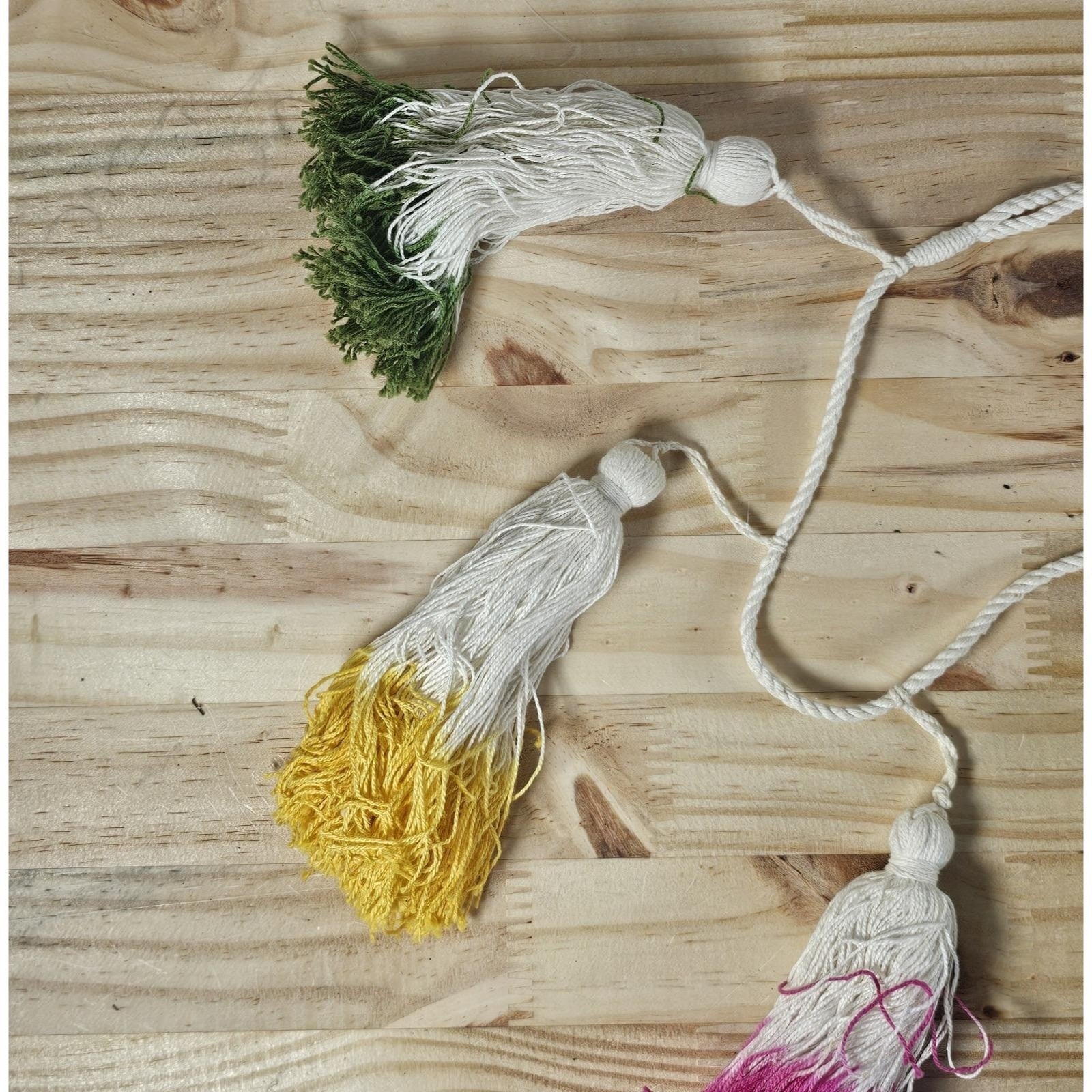 Yarn Tassel Garland Multicolor Decor Yellow Pink Green