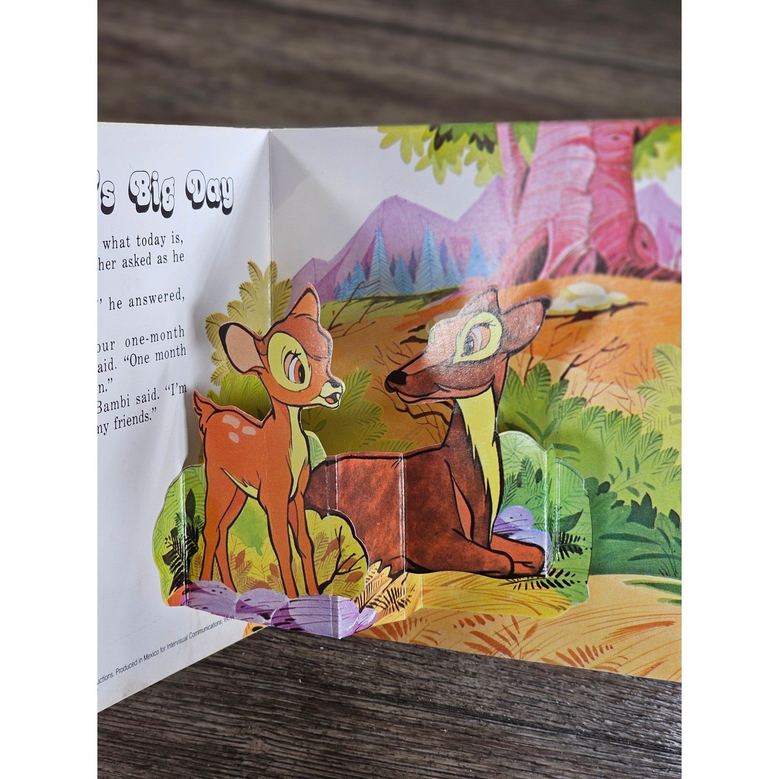 Vintage 1977 Bambi's Big Day Mini Pop Up Book Disney Kids