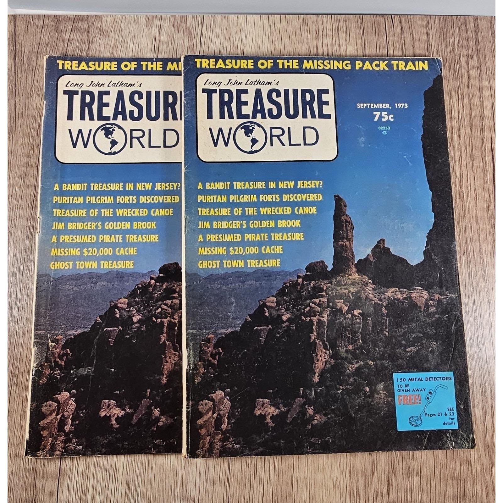 Vintage 1973 Treasure World Magazines Pair Long John Latham