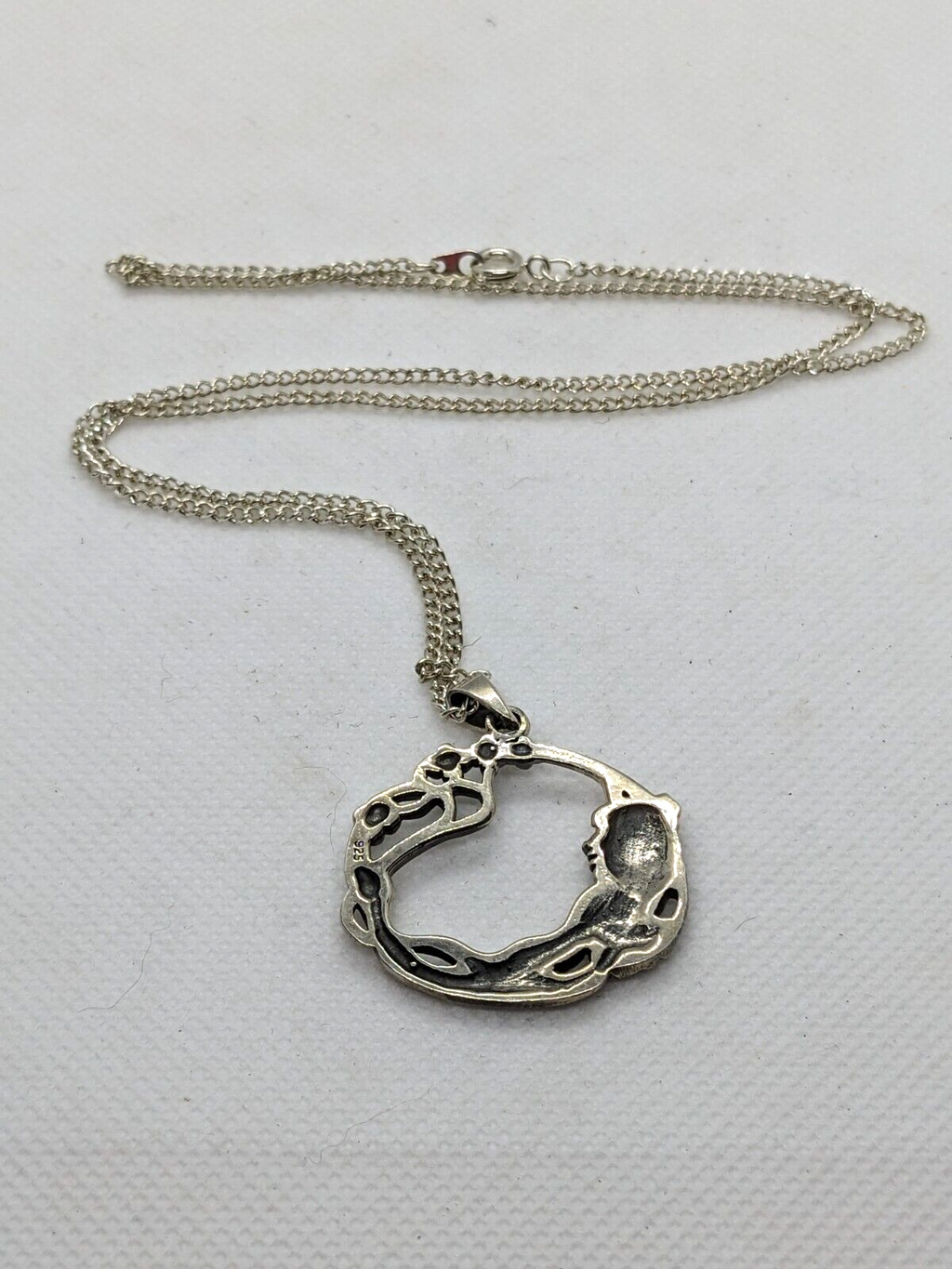 925 Sterling Silver Goddess Flowing Hair Pendant on a 20" Silver Chain