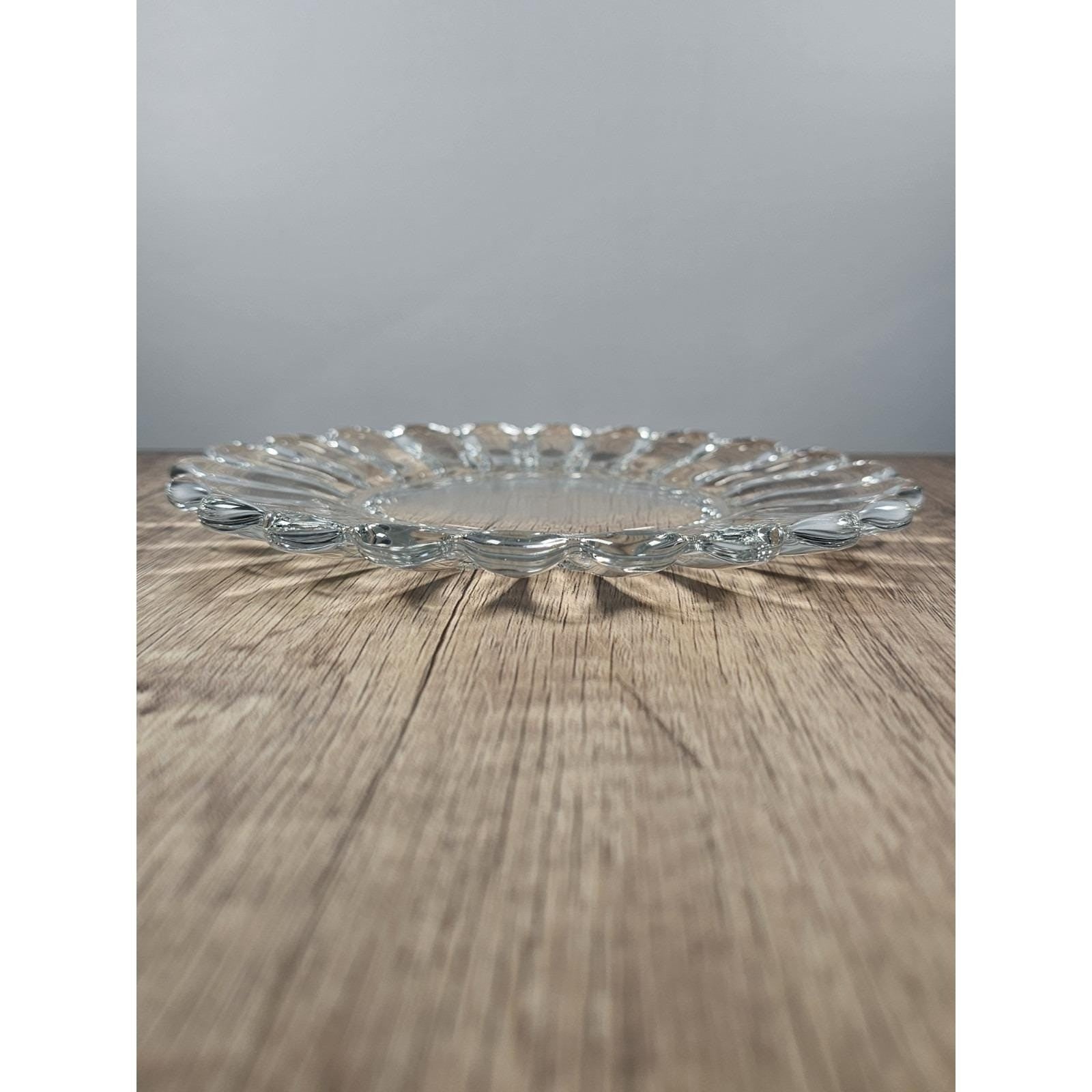 Vintage Clear Pressed Glass Oval Serving Platter Fluted Glass Dish