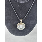 Vintage Sterling Silver Buddha Glass Pendant Necklace