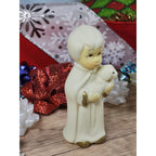 Vintage Nativity Wise Man Figurine Lamb White Gold 3.5 Inch