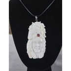 Vintage Hand Carved Horse Woman Pendant Necklace