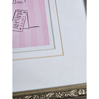 Vintage French Café Framed Art Print Pink Bistro Illustration 13x13