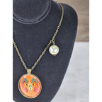 Vintage Aries Ram Pendant Necklace Zodiac Medallion Oval Charm