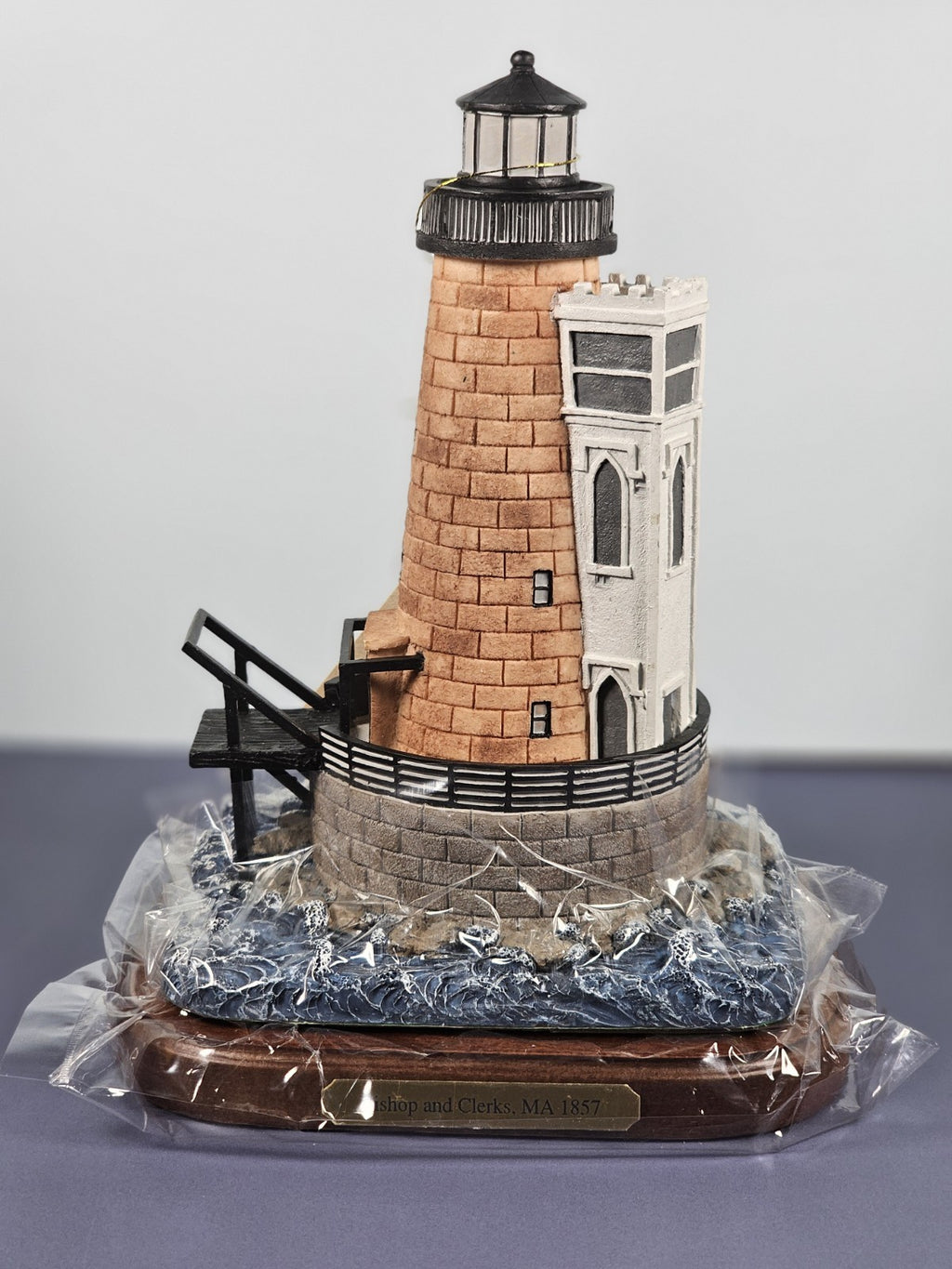 Lefton Lost Lights Bishop & Clerks MA 1857 Lighthouse Figurine With Tin & COA