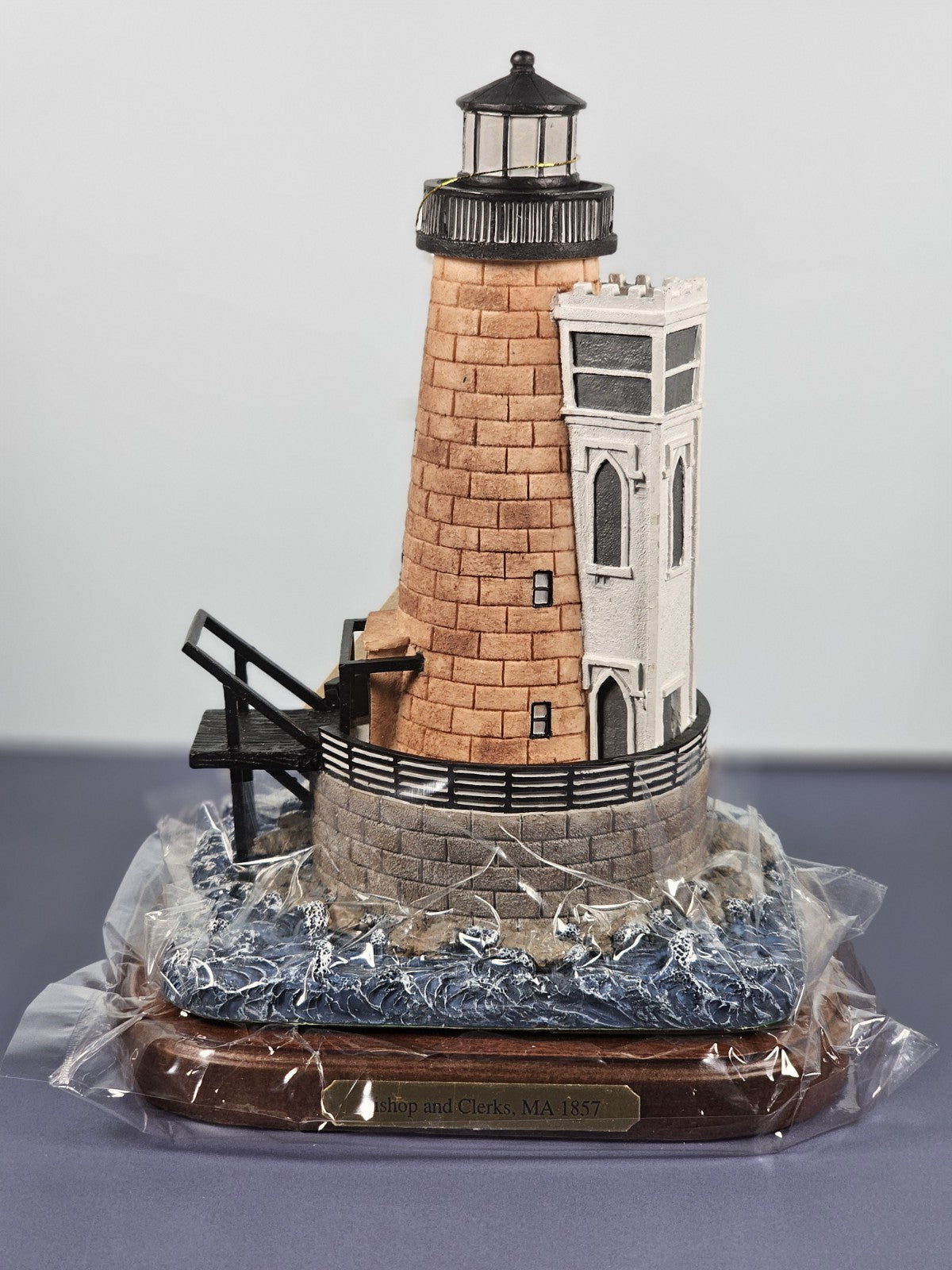Lefton Lost Lights Bishop & Clerks MA 1857 Lighthouse Figurine With Tin & COA
