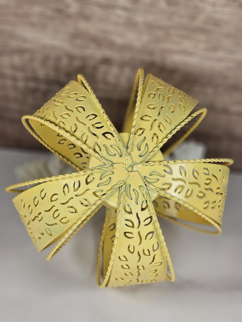 Yellow Metal Pumpkin Candle Holder Lantern Fall Decor Halloween Thanksgiving 4.5