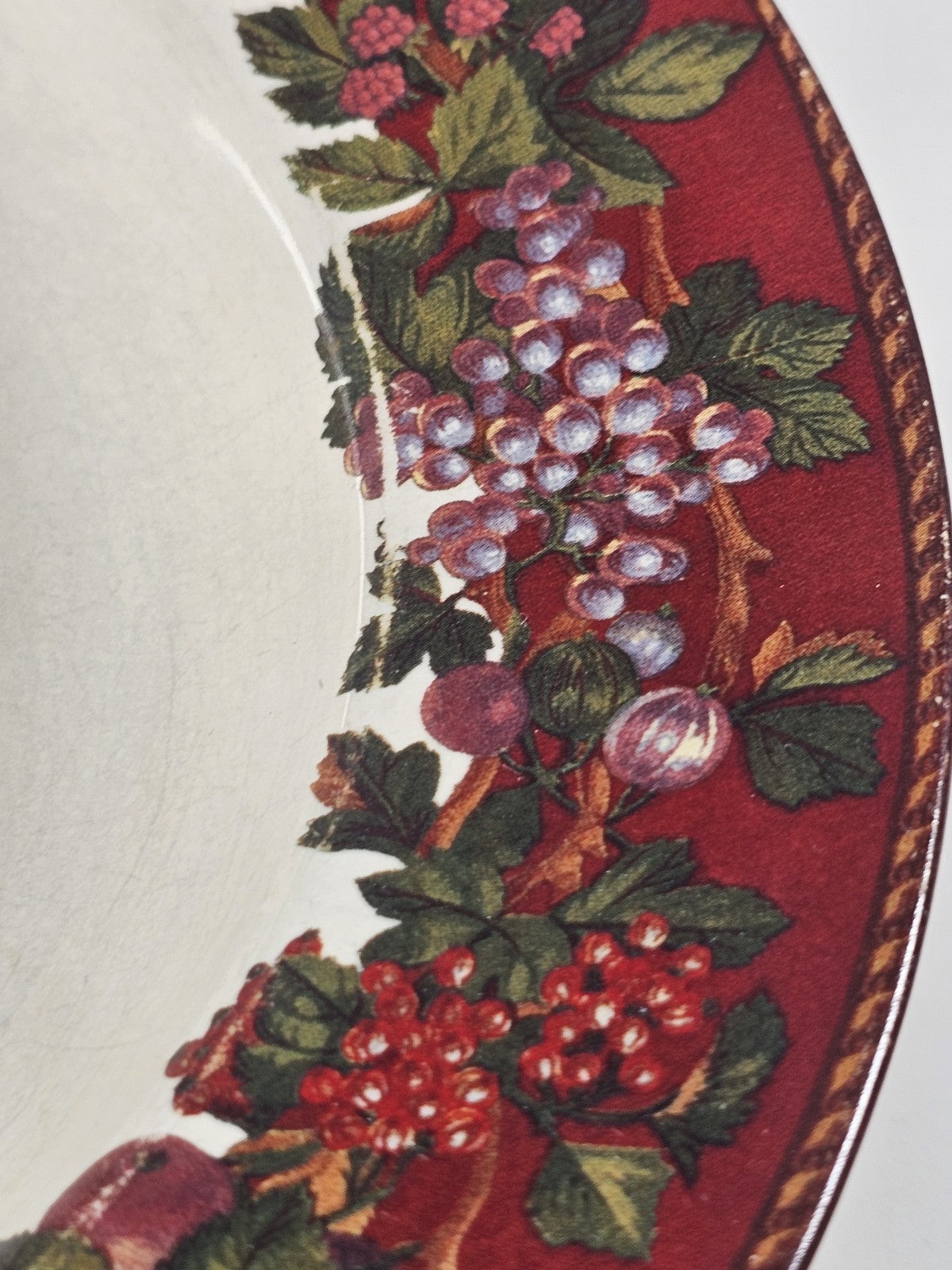 Certified International Fruit Garland 8¾″ Rimmed Soup Bowl Vintage Rustic Decor