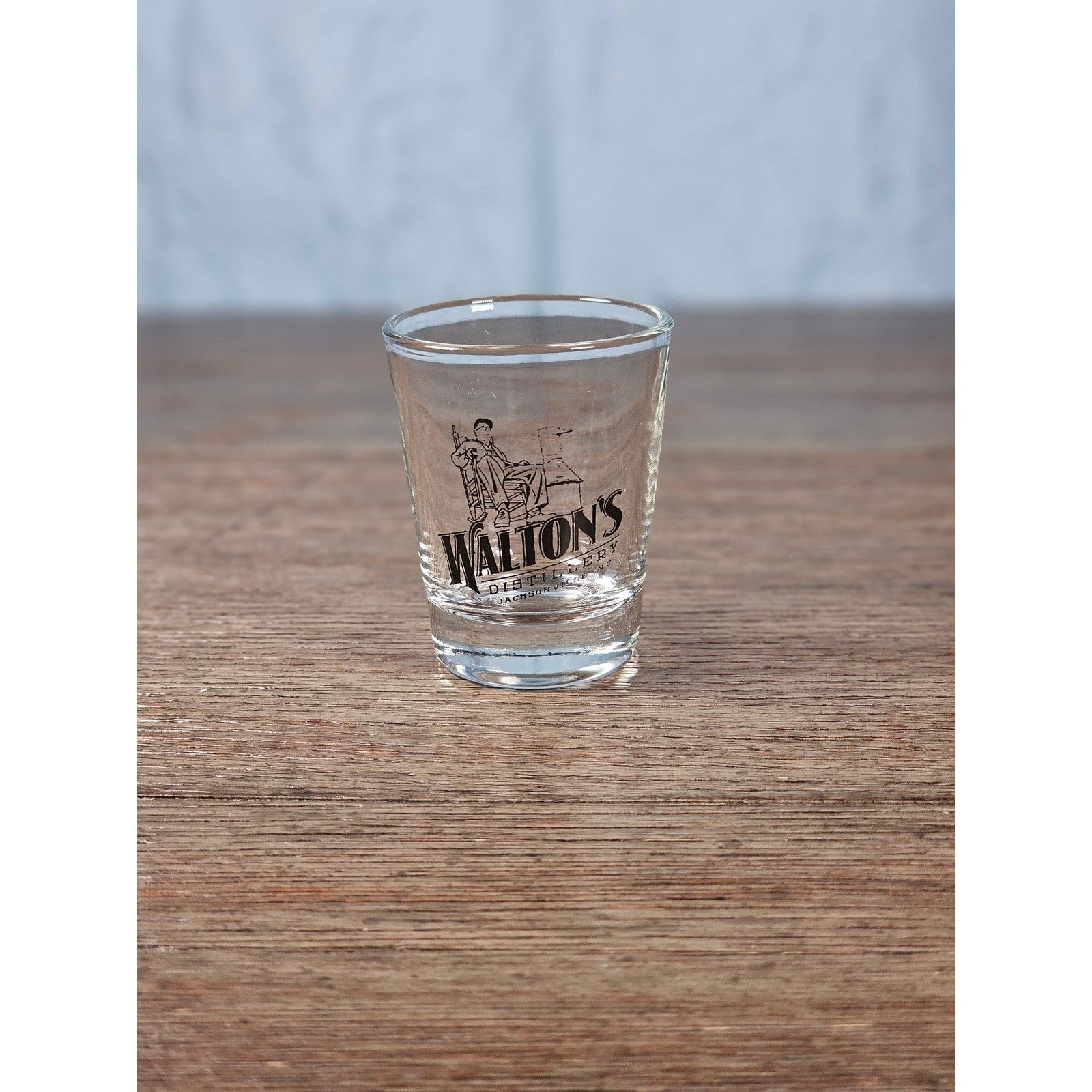 Walton's Distillery Shot Glass Souvenir Clear Glass Barware 2.5"