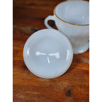 Vintage Milk Glass Sugar Bowl with Lid Gold Trim Fluted Handles