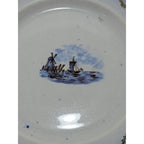 Vintage Windmill Boat Bread & Butter Plate Cobalt Blue Gold Trim
