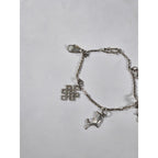 Vintage Silver Charm Bracelet Dolphin Clover Nautical Theme