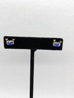 925 Sterling Silver Crab with Blue Stone Shell Stud Earrings