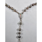 Vintage Rosary Necklace Sacred Heart Cross Religious Medal Beaded