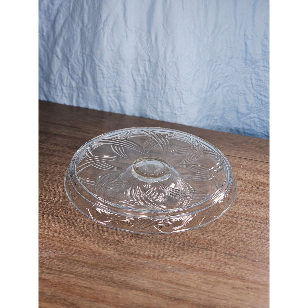 Vintage Pressed Glass Reversible Food Display Stand with Dip Bowl 11"