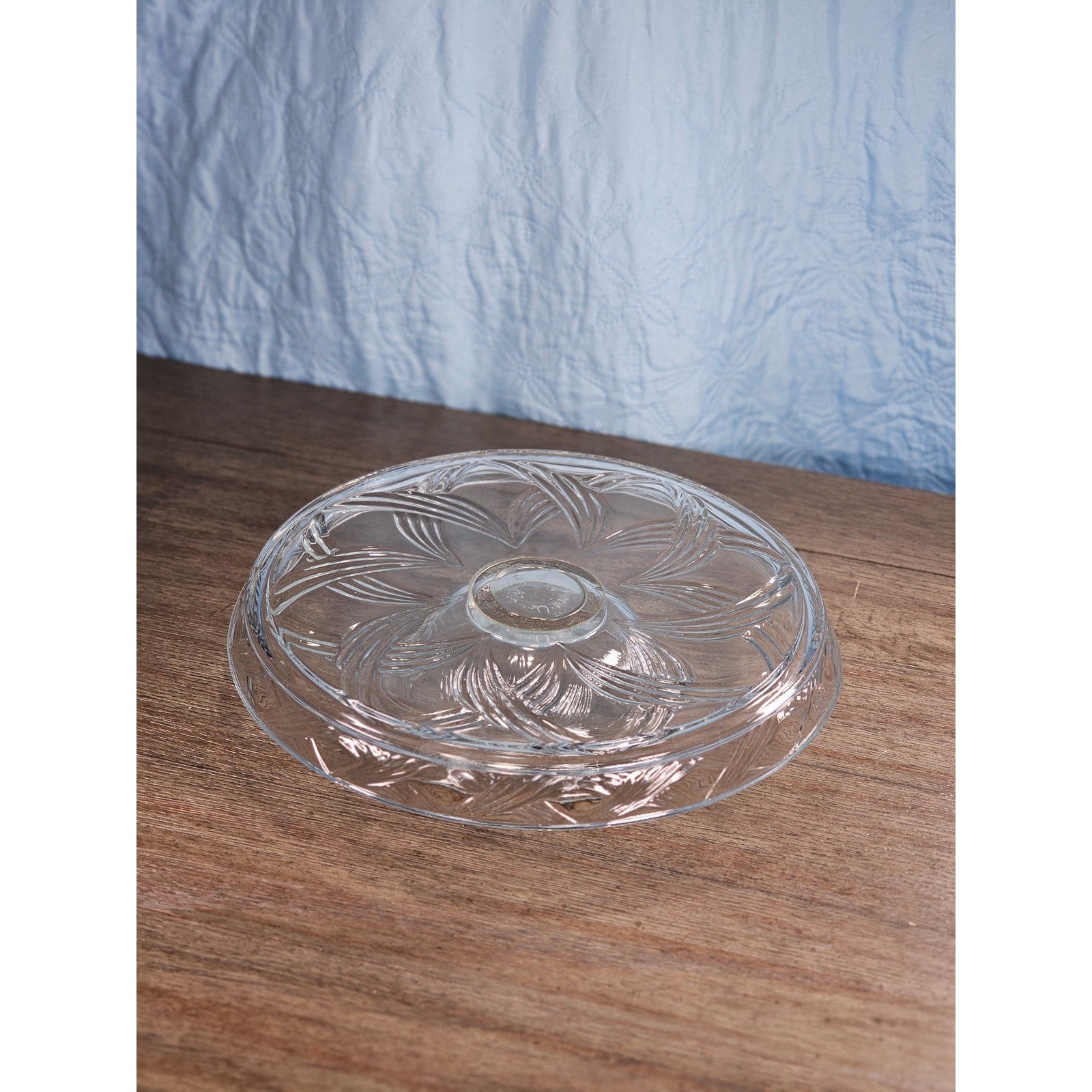 Vintage Pressed Glass Reversible Food Display Stand with Dip Bowl 11"