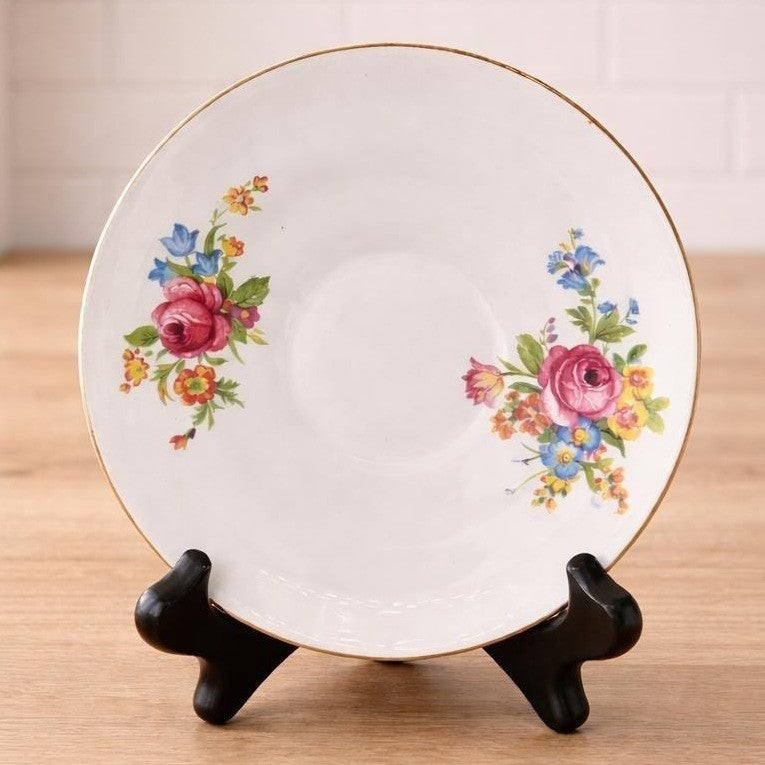 Vintage Clare Bone China Saucer Floral Gold Rim England 5.5