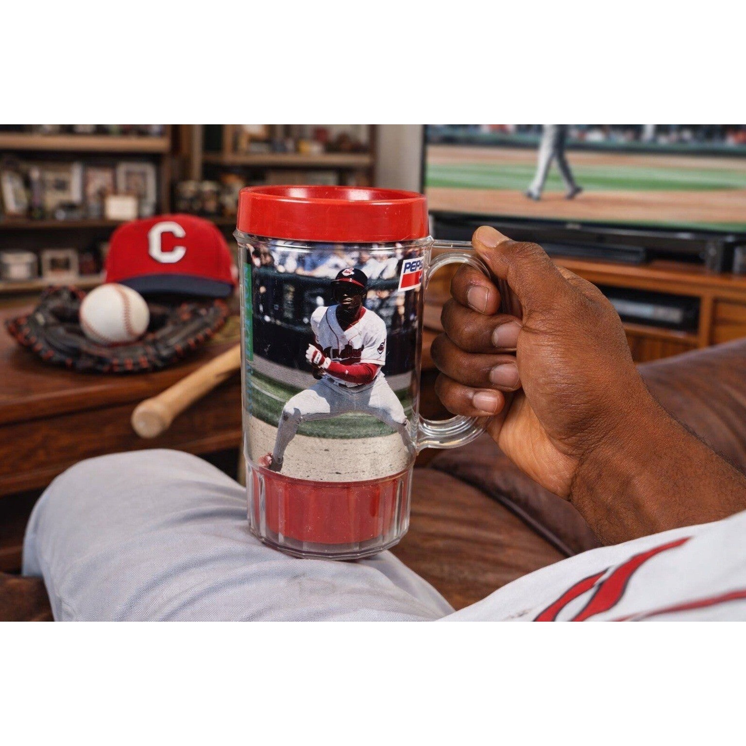 Vintage Kenny Lofton Cleveland Indians Pepsi Plastic Mug Chief Wahoo