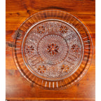 Vintage Pressed Glass Floral Cake Plate | 13" Clear Glass Serving Platter