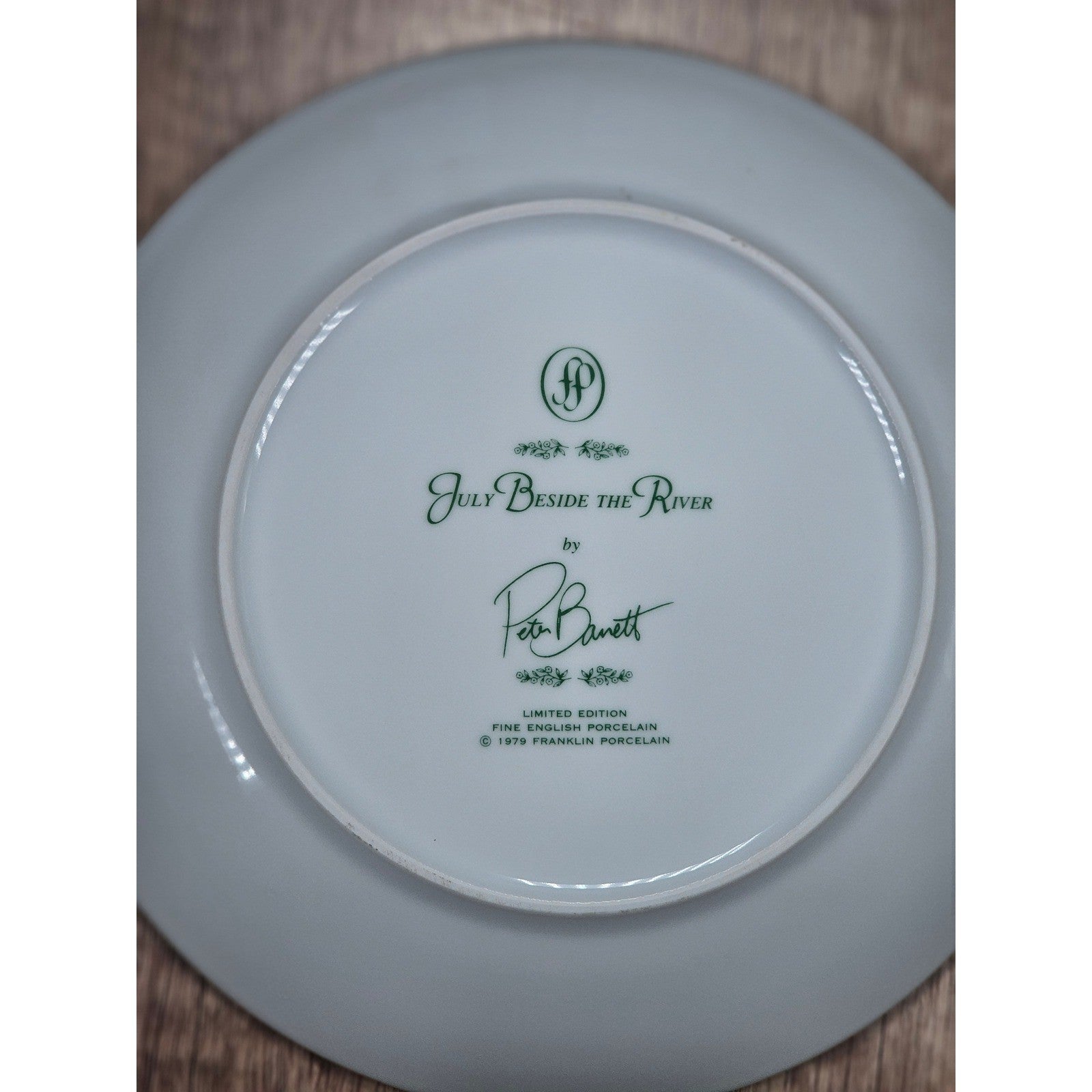 Vintage Franklin Porcelain July Beside the River Plate by Peter Barrett 9 Inch