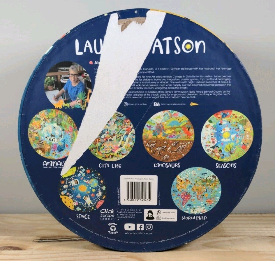 New Boppi Kids 150-Piece Round Space Puzzle – Sealed, Laura Watson Design