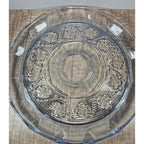 Vintage Anchor Hocking Blue Chip and Dip Plate Glass Serving Tray