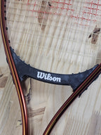 Red Wilson Ace 4 1/2 L4 racquet Midsize W/ Brown grip w/ Case